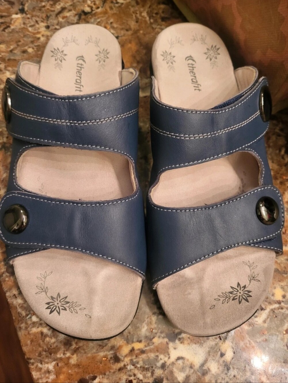 ☺️Therafit Arch Support Sandals-Women’s Navy Blue Adjustable Slide Sandals